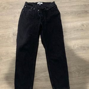 Abercrombie & Fitch The Dad High Rise Jean Black Criss-Cross Waistband Size 10S